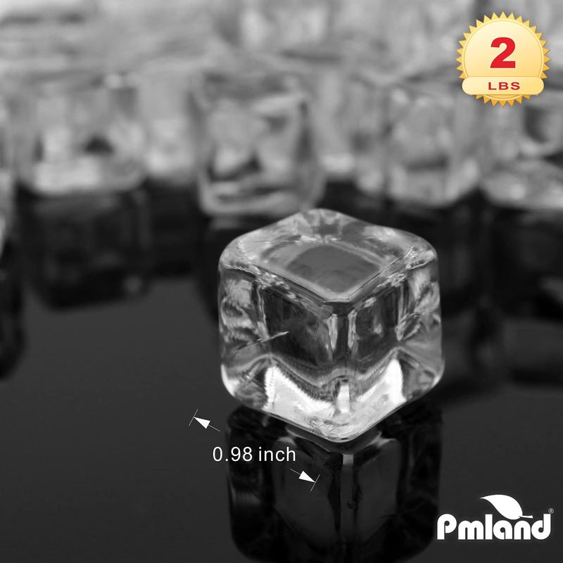 PMLAND كيس مكعبات ثلج أكريليك مربع الشكل 2 رطل، ل props التصوير، تزيين طاولة المطبخ، عرض، حشو مزهرية، لعبة - شفاف كريستالي - Image 2